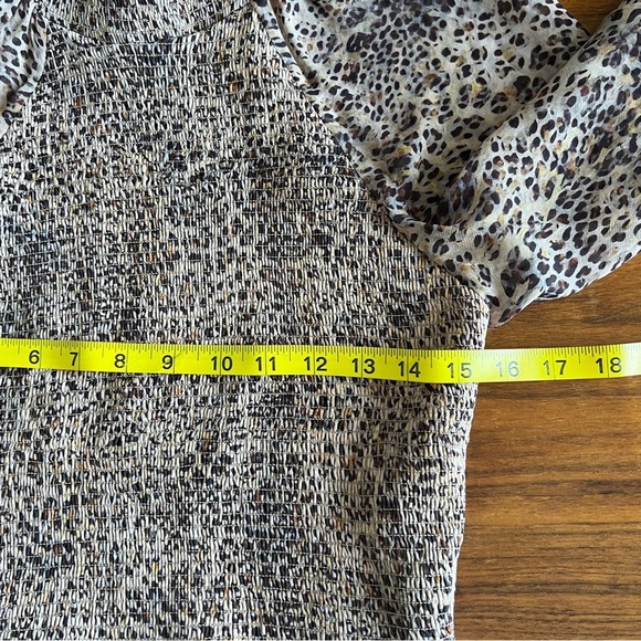 Monique Lhuillier Leopard Animal Print Chiffon Smocked Dress Sz 4 - Picture 12 of 14